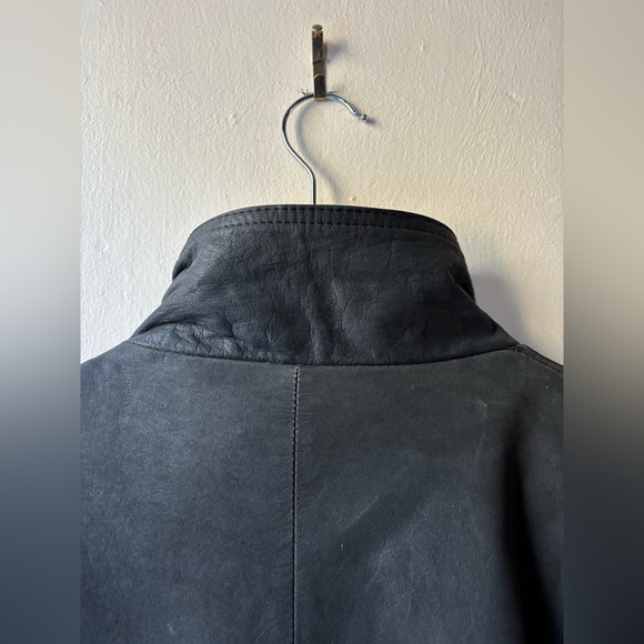 Black Leather Vintage Men's Moto Zip Jacket - Picture 9 of 15